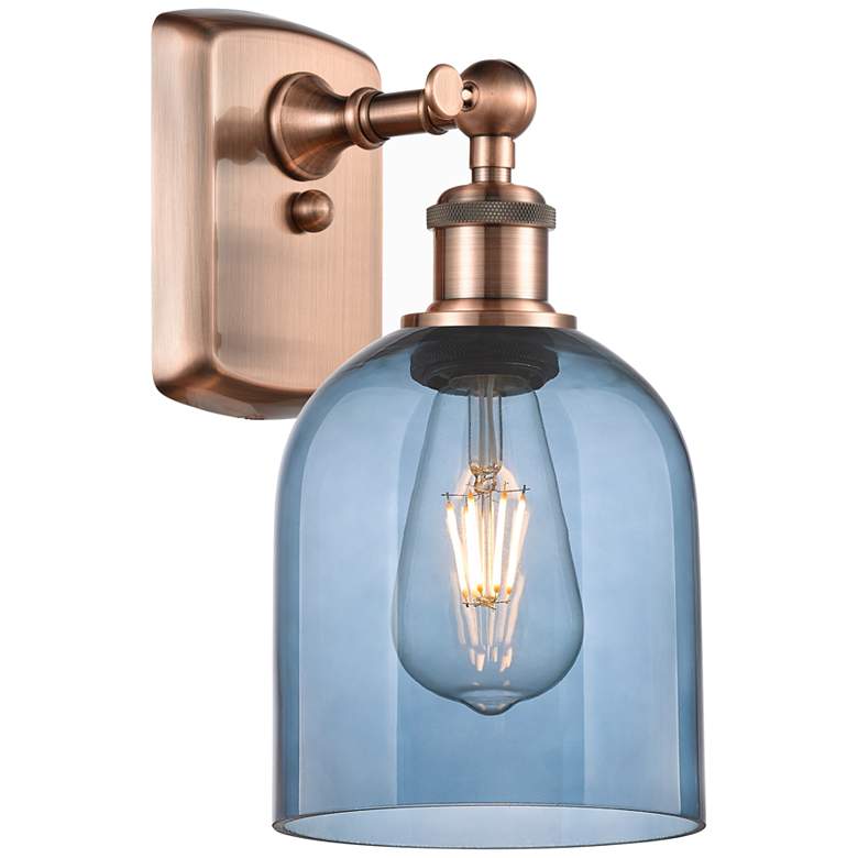 Image 1 Ballston Bella 10.5" High Antique Copper Sconce With Princess Blue Sha