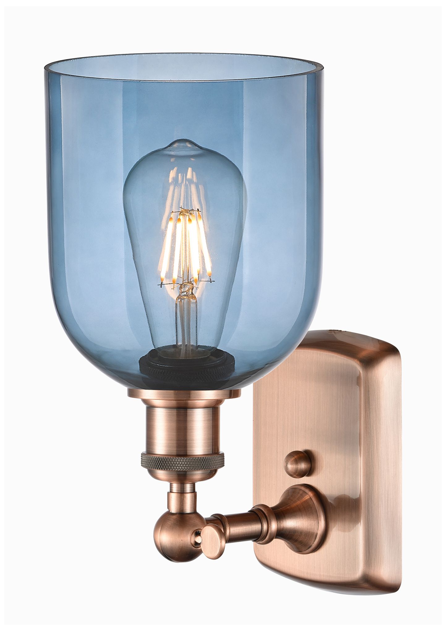 Image 2 Ballston Bella 10.5" High Antique Copper Sconce With Princess Blue Sha more views