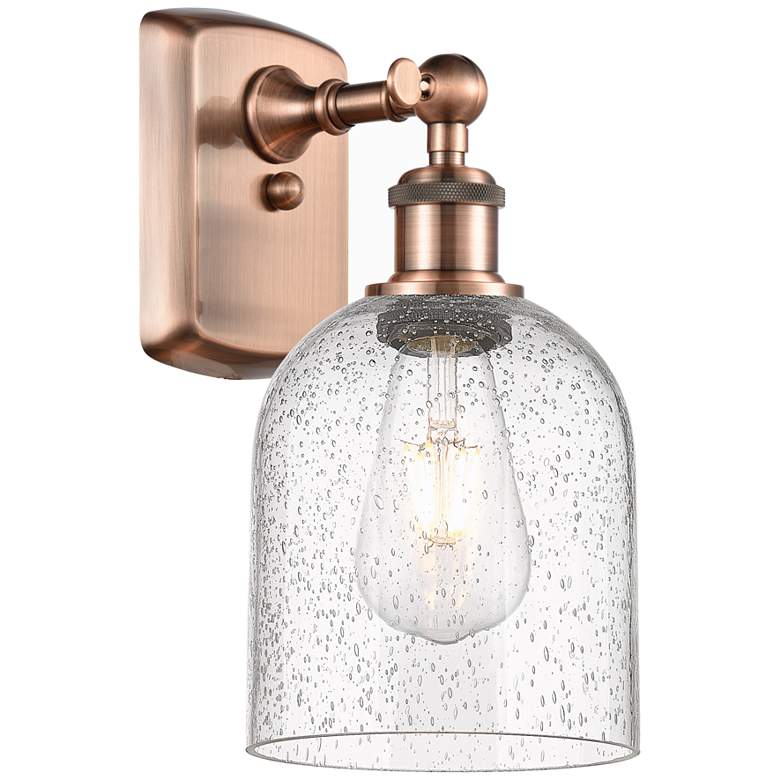 Image 1 Ballston Bella 10.5" High Antique Copper Sconce With Seedy Shade