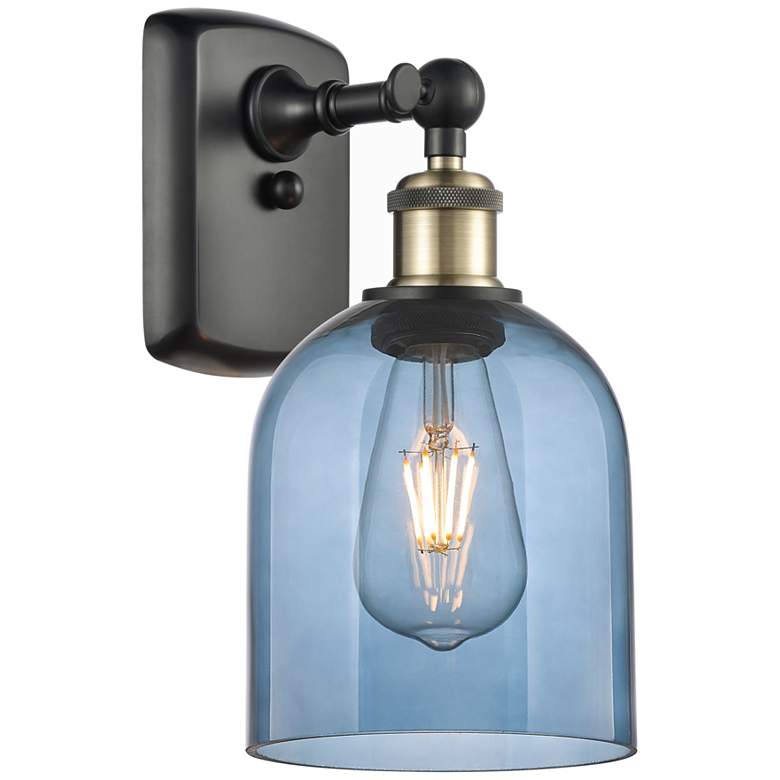 Image 1 Ballston Bella 10.5" High Black Antique Brass Sconce w/ Princess Blue