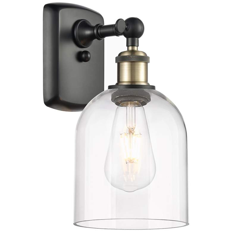 Image 1 Ballston Bella 10.5" High Black Antique Brass Sconce With Clear Shade