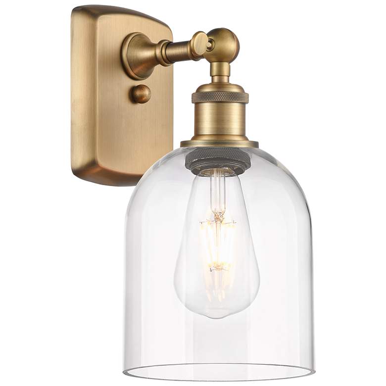 Image 1 Ballston Bella 10.5" High Brushed Brass Sconce With Clear Shade