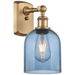 Ballston Bella 10.5" High Brushed Brass Sconce With Princess Blue Shad