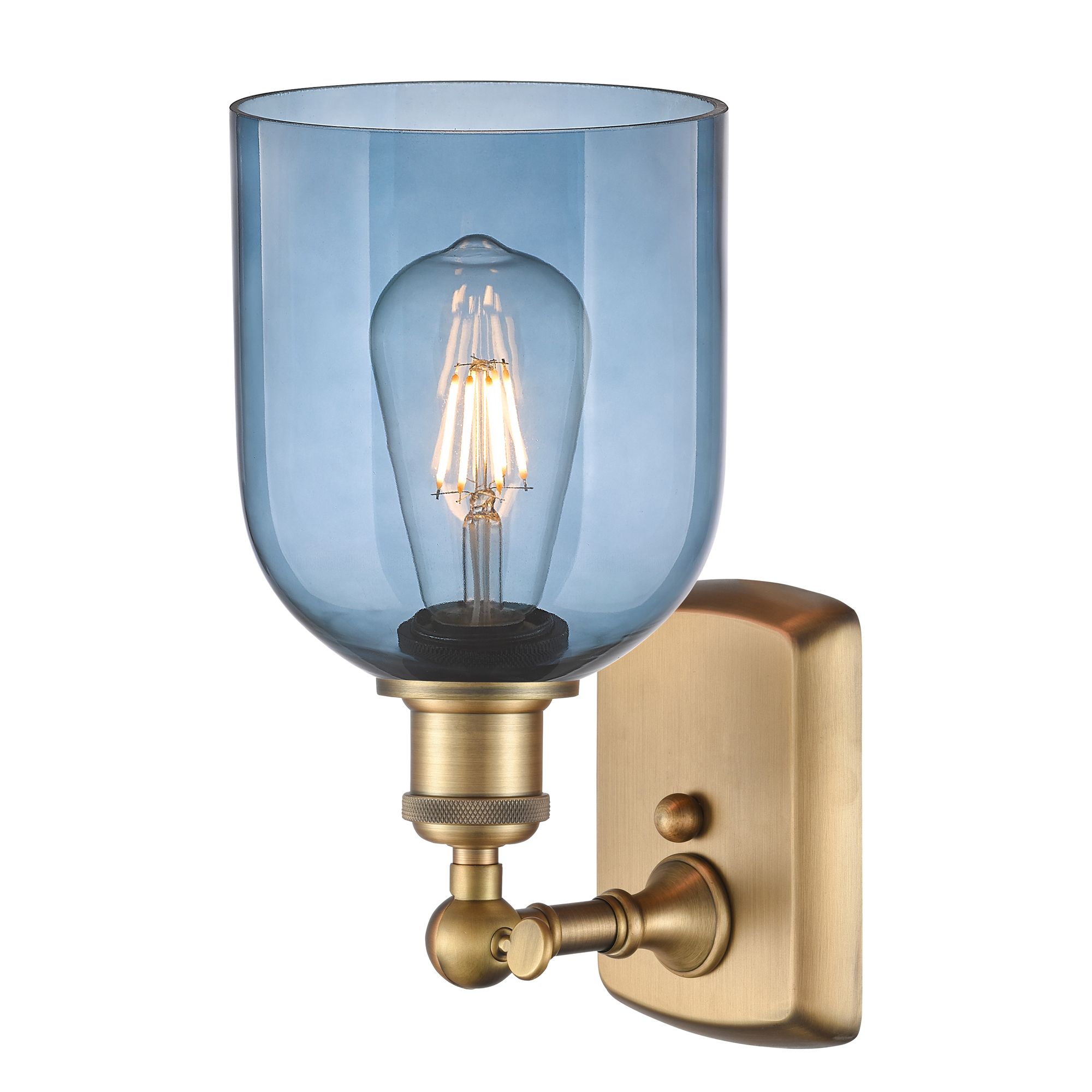 Image 2 Ballston Bella 10.5" High Brushed Brass Sconce With Princess Blue Shad more views