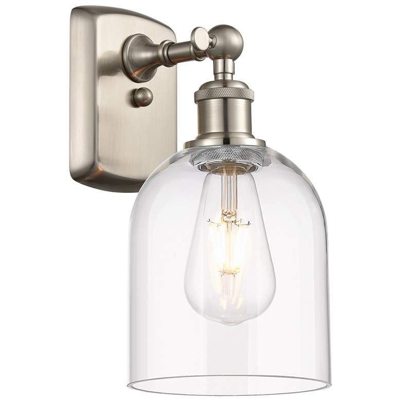 Image 1 Ballston Bella 10.5" High Brushed Satin Nickel Sconce With Clear Shade