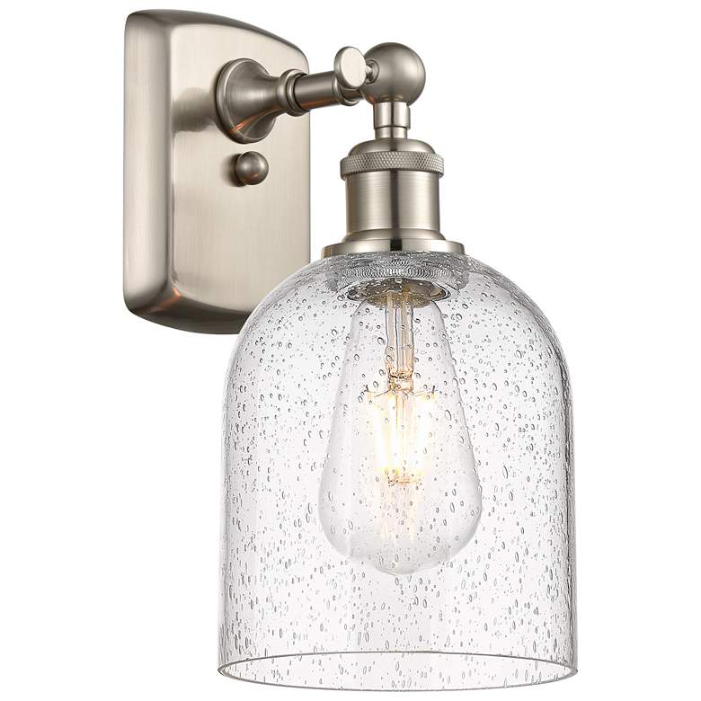 Image 1 Ballston Bella 10.5" High Brushed Satin Nickel Sconce With Seedy Shade