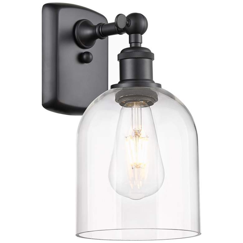 Image 1 Ballston Bella 10.5" High Matte Black Sconce With Clear Shade