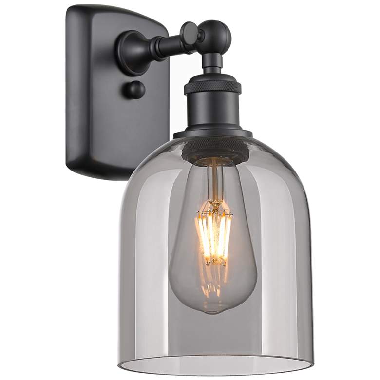 Image 1 Ballston Bella 10.5" High Matte Black Sconce With Light Smoke Shade