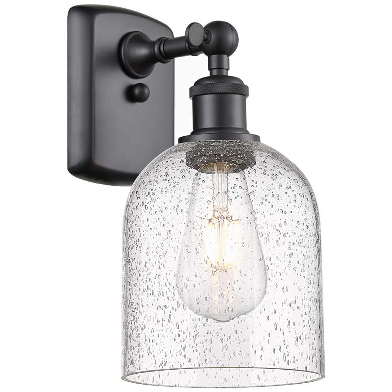 Image 1 Ballston Bella 10.5" High Matte Black Sconce With Seedy Shade
