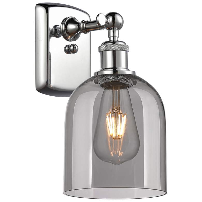 Image 1 Ballston Bella 10.5" High Polished Chrome Sconce With Light Smoke Shad