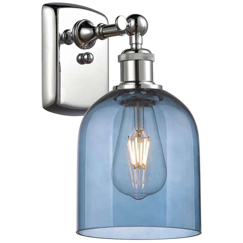 Image 1 Ballston Bella 10.5" High Polished Chrome Sconce With Princess Blue Sh