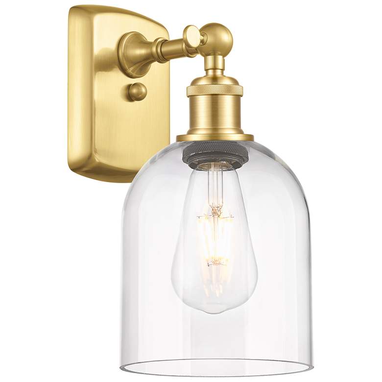 Image 1 Ballston Bella 10.5" High Satin Gold Sconce With Clear Shade