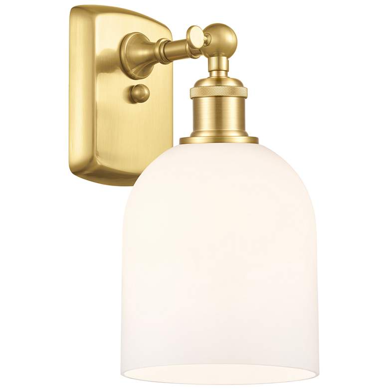 Image 1 Ballston Bella 10.5" High Satin Gold Sconce With Glossy White Shade