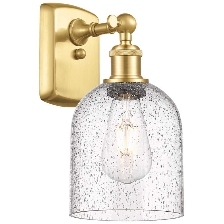 Image 1 Ballston Bella 10.5" High Satin Gold Sconce With Seedy Shade