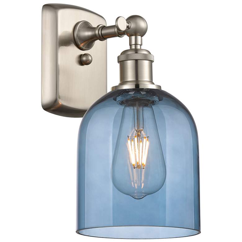 Image 1 Ballston Bella 10.5"H Brushed Satin Nickel Sconce w/ Princess Blue Sha