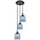 Ballston Bella 12"W 3-Light Black Brass Corded Multi Pendant w/ Blue S