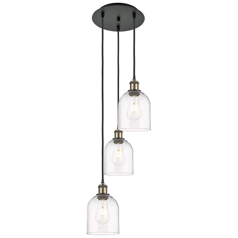 Image 1 Ballston Bella 12"W 3-Light Black Brass Corded Multi Pendant w/ Clear