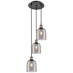 Ballston Bella 12"W 3-Light Black Brass Corded Pendant w/ Light Smoke