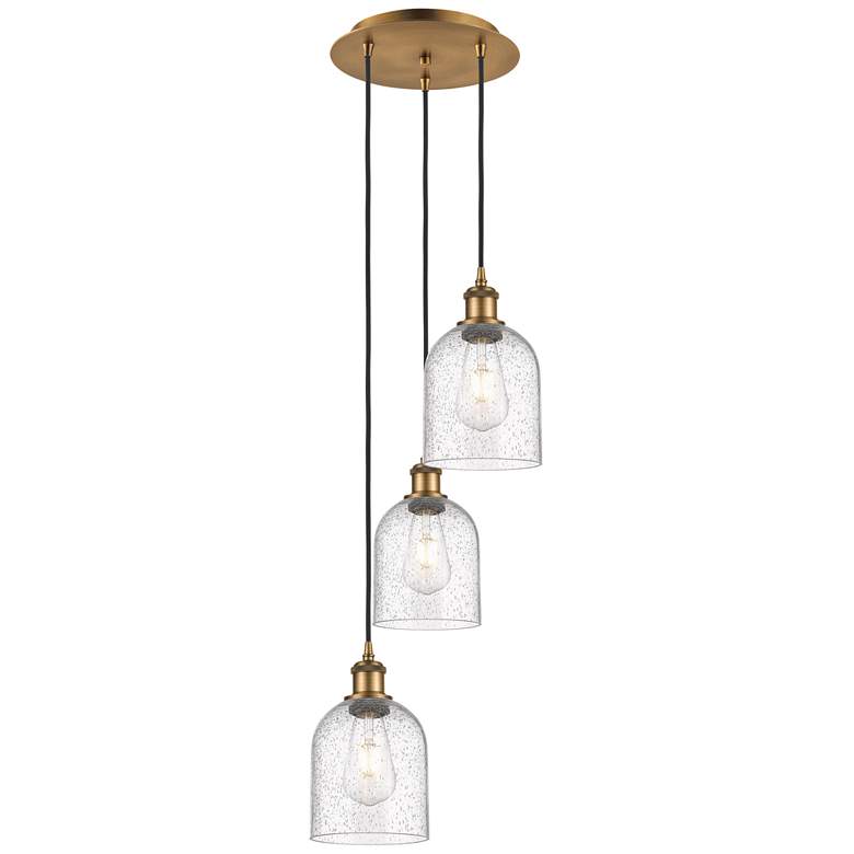Image 1 Ballston Bella 12"W 3-Light Brushed Brass Corded Pendant w/ Seedy Shad