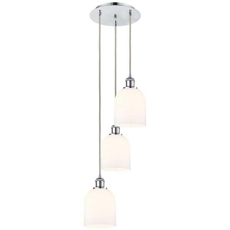 Image 1 Ballston Bella 12"W 3-Light Chrome Corded Pendant w/ Gloss White Shade