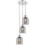 Ballston Bella 12"W 3-Light Chrome Corded Pendant w/ Smoke Shade