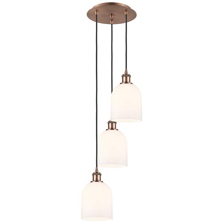 Image 1 Ballston Bella 12"W 3-Light Copper Corded Pendant w/ Gloss White Shade