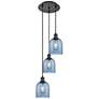 Ballston Bella 12"W 3-Light Matte Black Corded Multi Pendant w/ Blue S