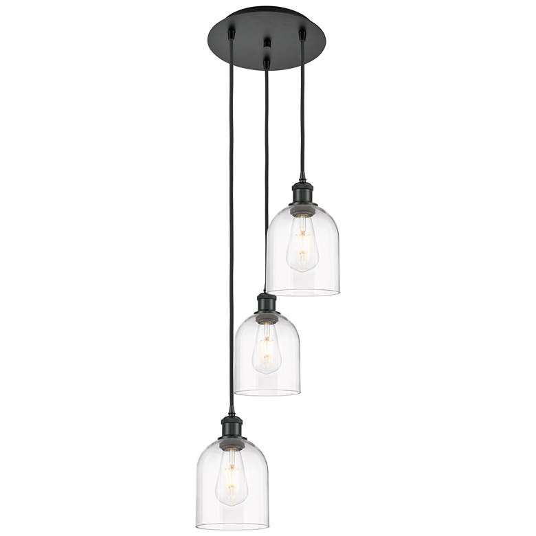Image 1 Ballston Bella 12"W 3-Light Matte Black Corded Multi Pendant w/ Clear