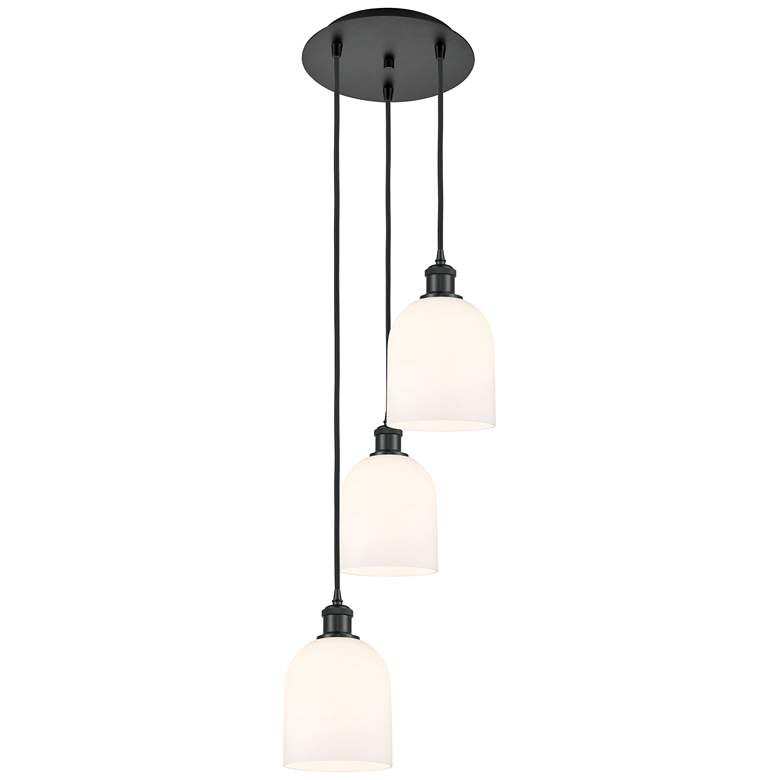 Image 1 Ballston Bella 12"W 3-Light Matte Black Corded Pendant w/ Gloss White