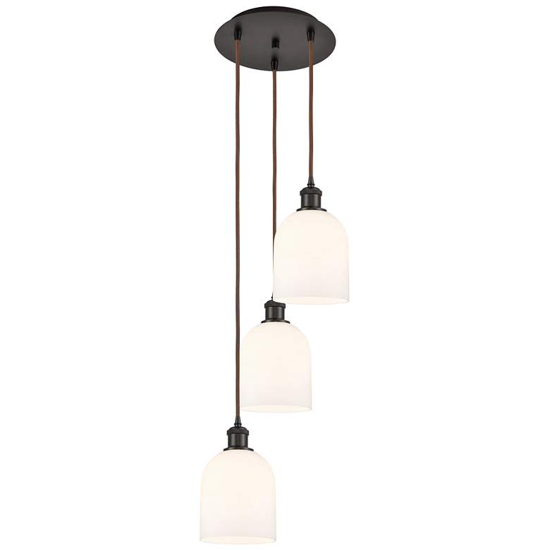 Image 1 Ballston Bella 12"W 3-Light Oiled Bronze Cord Pendant w/ Gloss White S