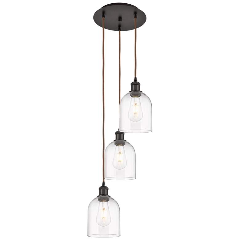 Image 1 Ballston Bella 12"W 3-Light Oiled Bronze Corded Pendant w/ Clear Shade