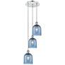 Ballston Bella 12"W 3-Light Polished Chrome Corded Pendant w/ Blue Sha