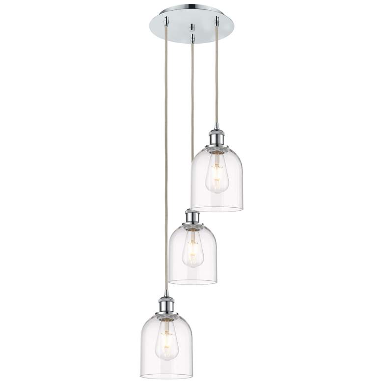 Image 1 Ballston Bella 12"W 3-Light Polished Chrome Corded Pendant w/ Clear Sh