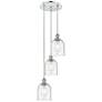 Ballston Bella 12"W 3-Light Polished Chrome Corded Pendant w/ Seedy Sh