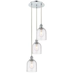 Ballston Bella 12"W 3-Light Polished Chrome Corded Pendant w/ Seedy Sh