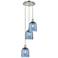 Ballston Bella 12"W 3-Light Polished Nickel Corded Pendant w/ Blue Sha