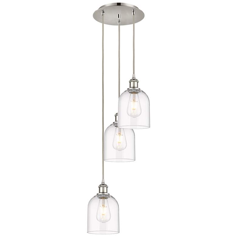 Image 1 Ballston Bella 12"W 3-Light Polished Nickel Corded Pendant w/ Clear Sh