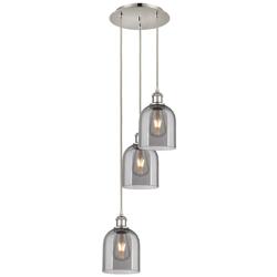 Ballston Bella 12"W 3-Light Polished Nickel Corded Pendant w/ Smoke Sh