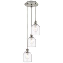 Ballston Bella 12"W 3-Light Satin Nickel Corded Pendant w/ Clear Shade