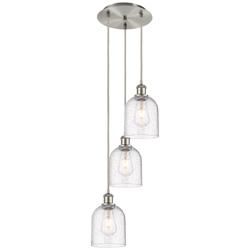 Ballston Bella 12"W 3-Light Satin Nickel Corded Pendant w/ Seedy Shade