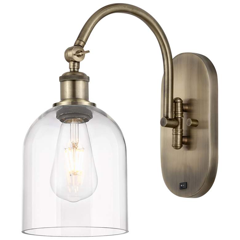 Image 1 Ballston Bella 13"H Antique Brass Adjustable Sconce w/ Clear Shade