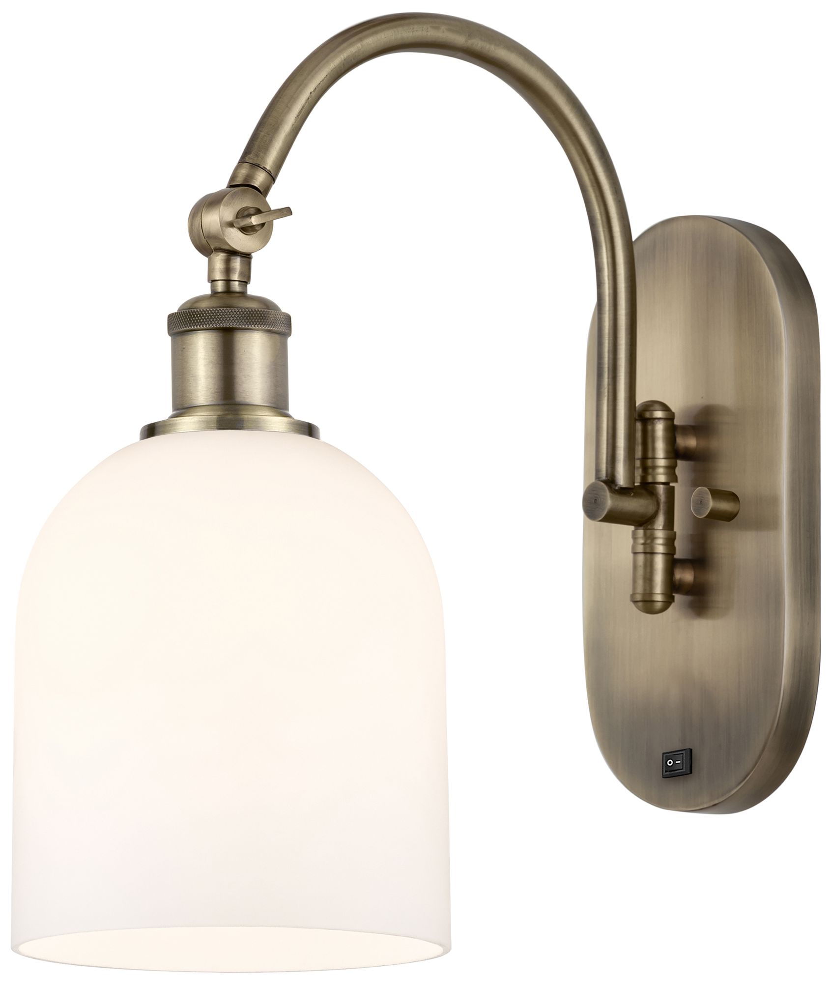 Ballston Bella 13"H Antique Brass Adjustable Sconce w/ Gloss White Sha