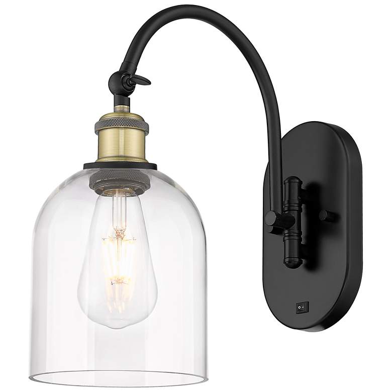 Image 1 Ballston Bella 13"H Black Brass Adjustable Sconce w/ Clear Shade
