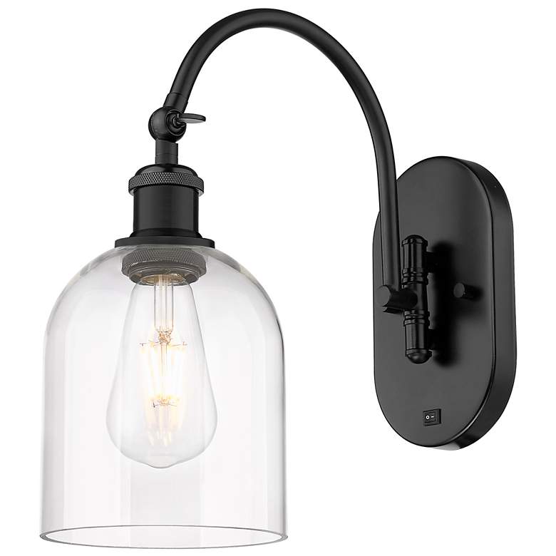 Image 1 Ballston Bella 13"H Black Horizontally Adjustable Sconce w/ Clear Shad
