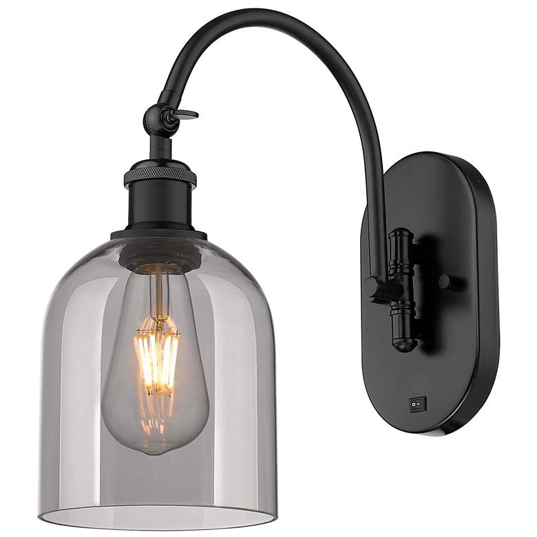 Image 1 Ballston Bella 13"H Black Horizontally Adjustable Sconce w/ Smoke Shad