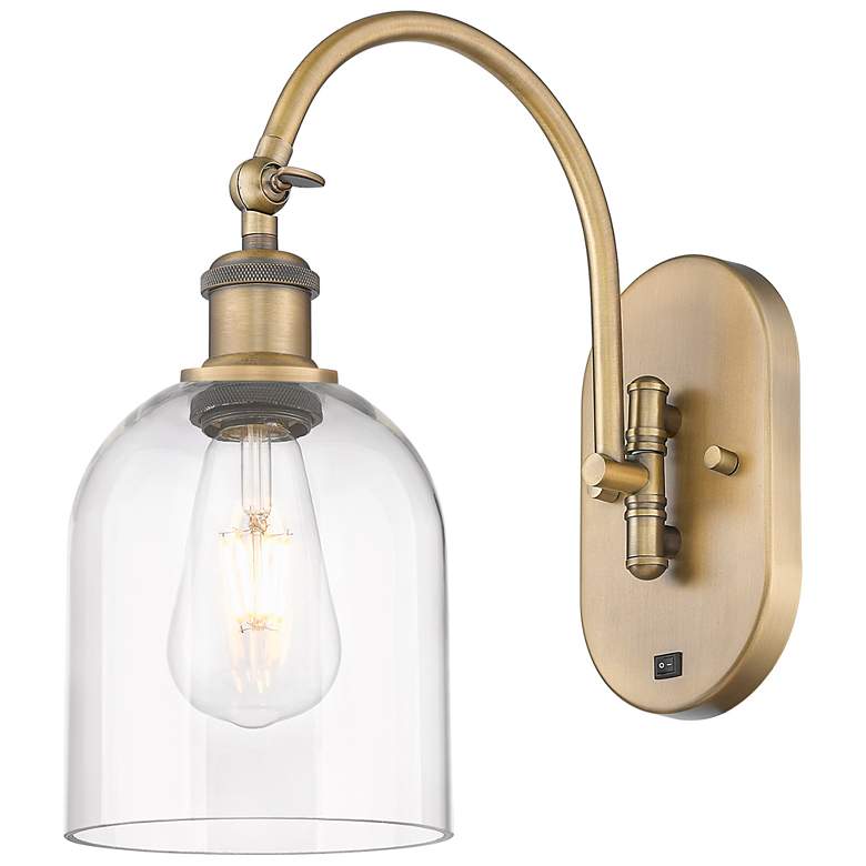 Image 1 Ballston Bella 13"H Brushed Brass Adjustable Sconce w/ Clear Shade