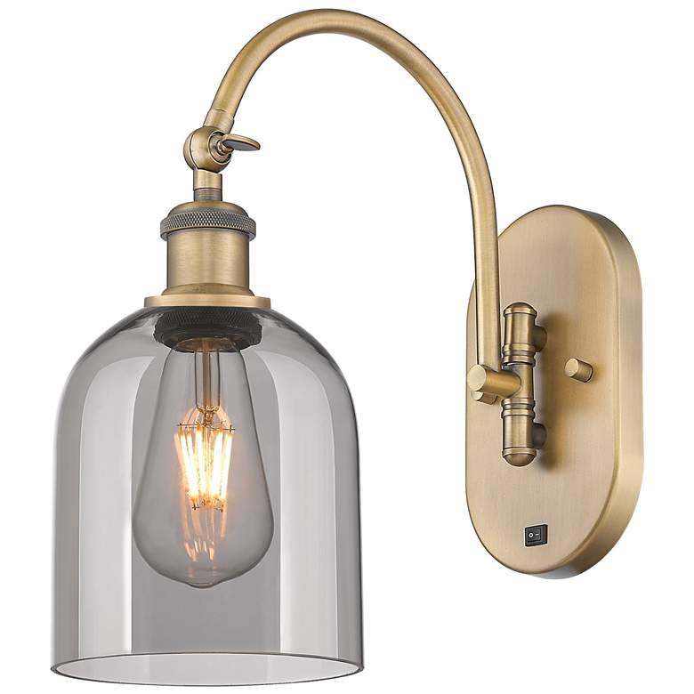 Image 1 Ballston Bella 13"H Brushed Brass Adjustable Sconce w/ Smoke Shade
