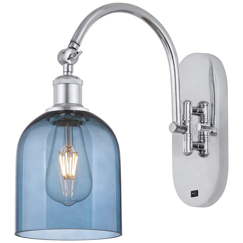 Image 1 Ballston Bella 13"H Chrome Horizontally Adjustable Sconce w/ Blue Shad