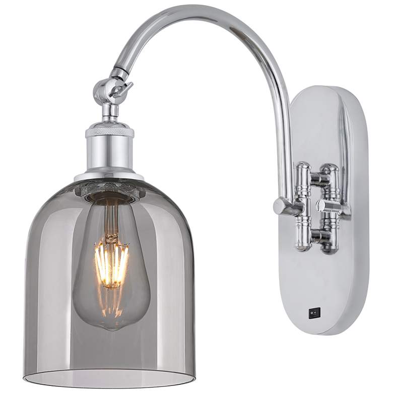 Image 1 Ballston Bella 13"H Chrome Horizontally Adjustable Sconce w/ Smoke Sha