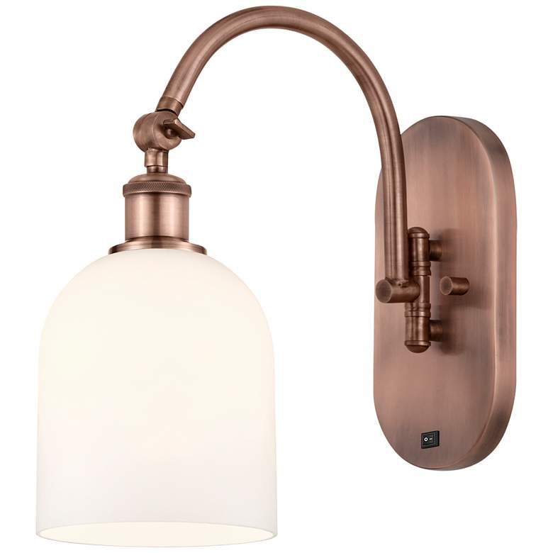 Image 1 Ballston Bella 13"H Copper Adjustable Sconce w/ Gloss White Shade